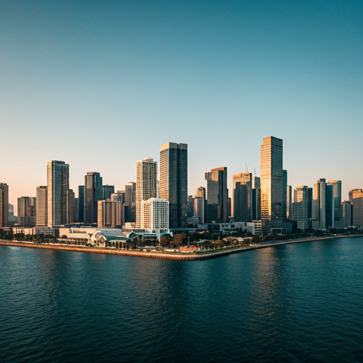 Aerial view of Lagos island cityscape during golden hour